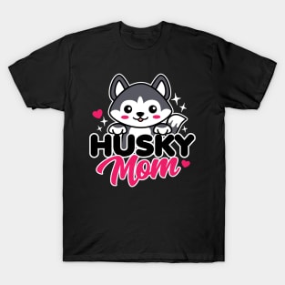 Husky Dog Mom Cute Kawaii Design T-Shirt